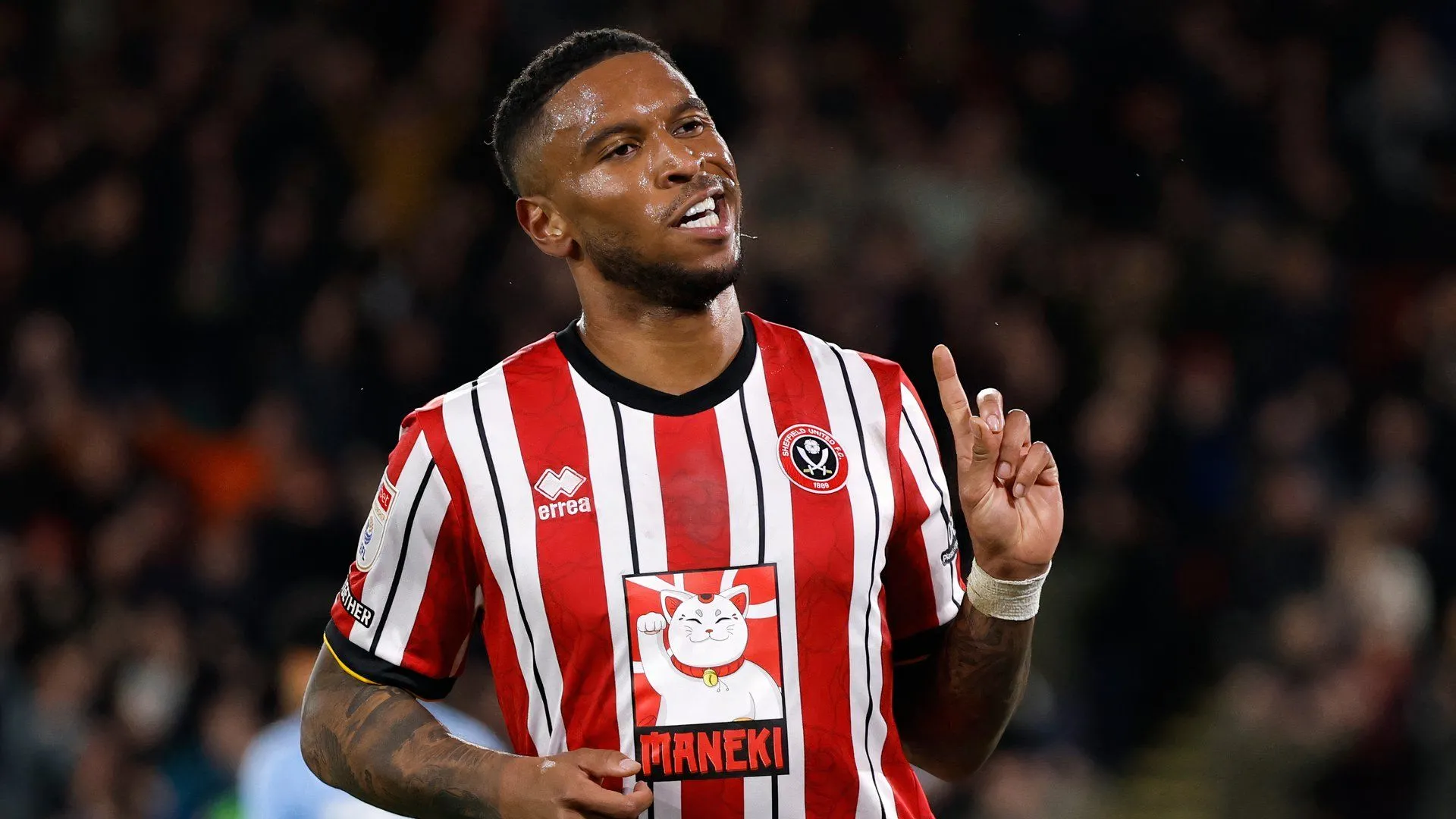 Tyrese Campbell ăn mừng bàn thắng cho Sheffield United mùa giải 24/25
