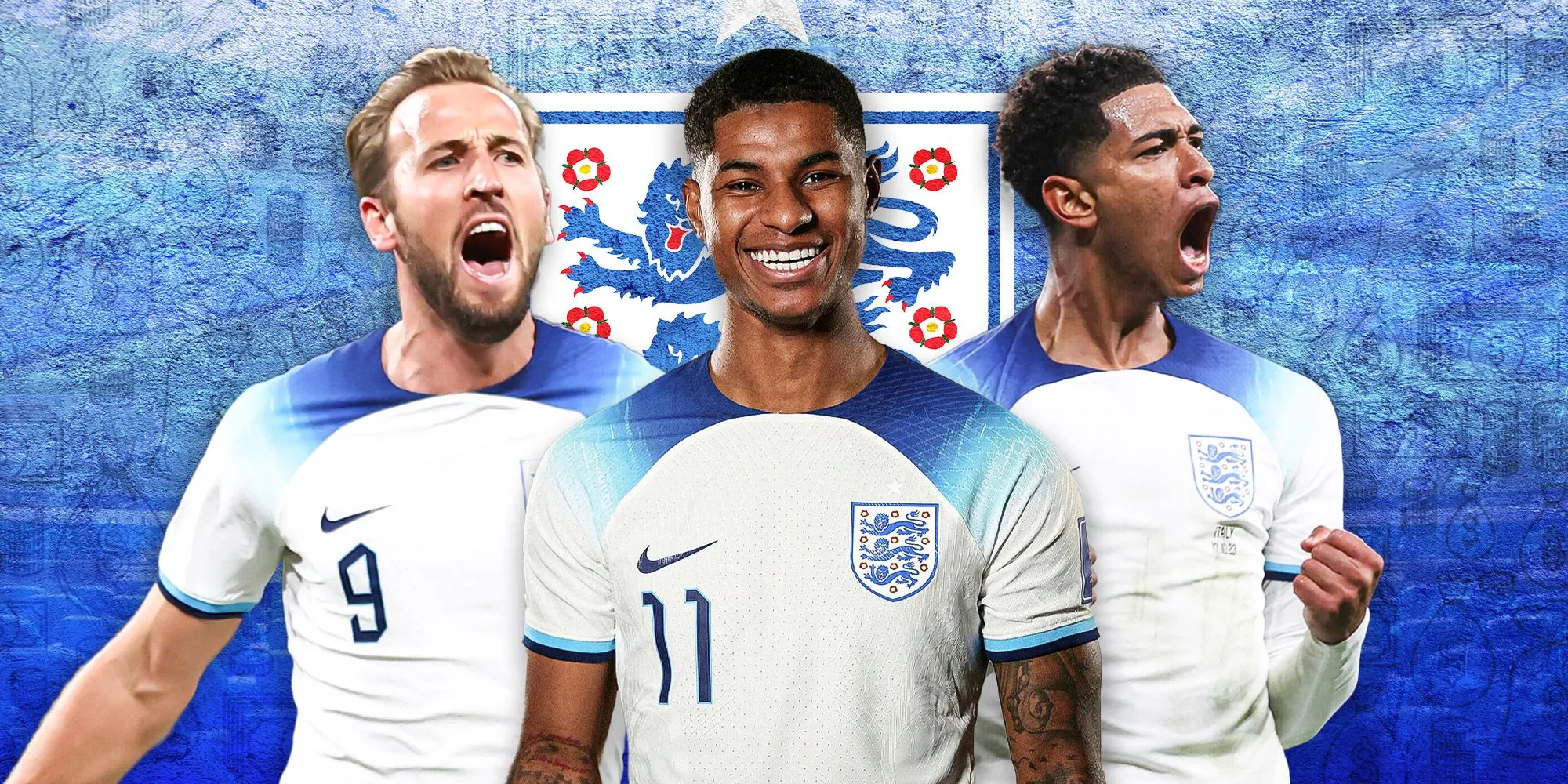 Các ngôi sao đội tuyển Anh như Harry Kane, Marcus Rashford và Jude Bellingham