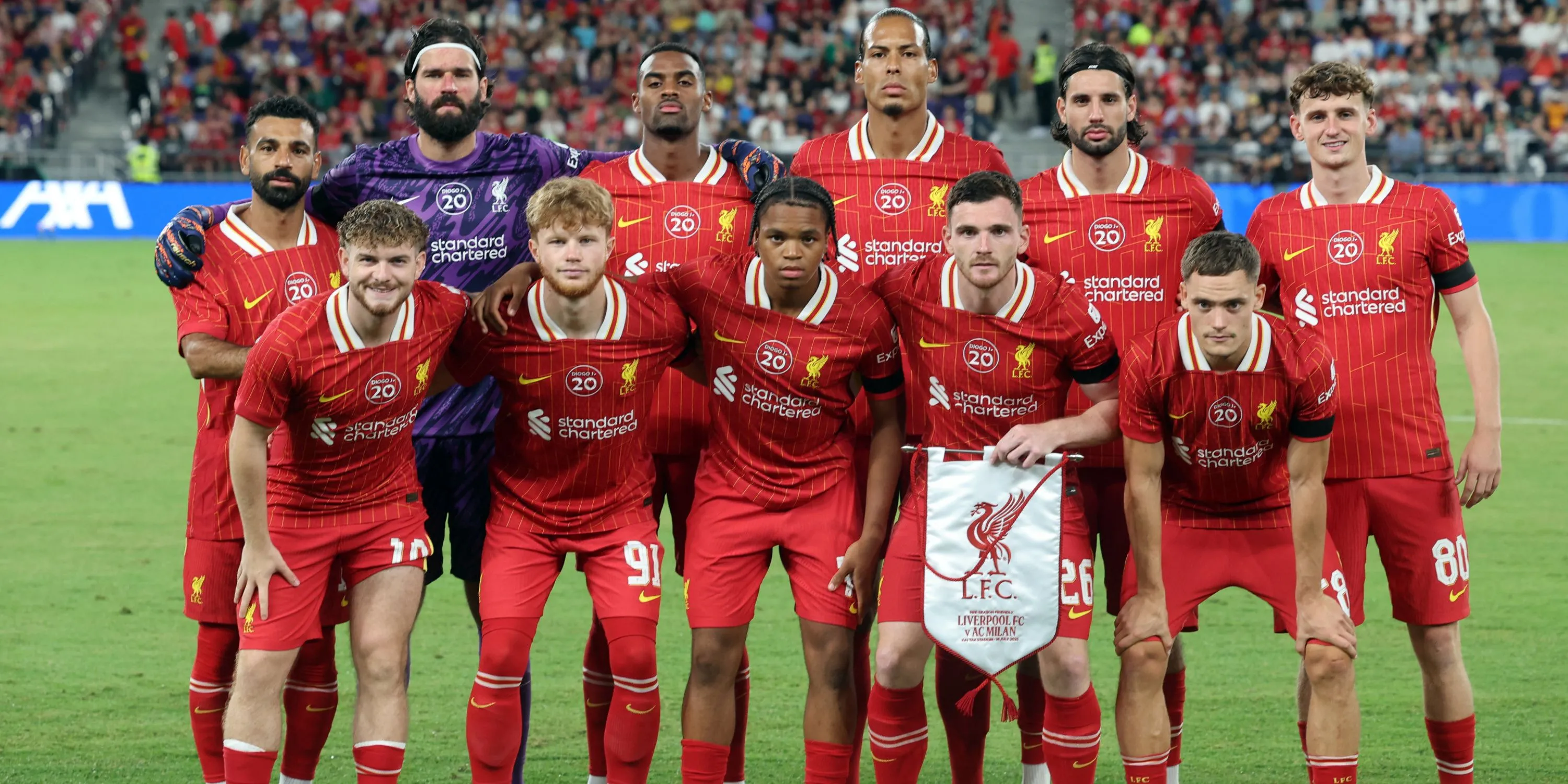 Cầu thủ trẻ Rio Ngumoha của Liverpool trong trận đấu với AC Milan