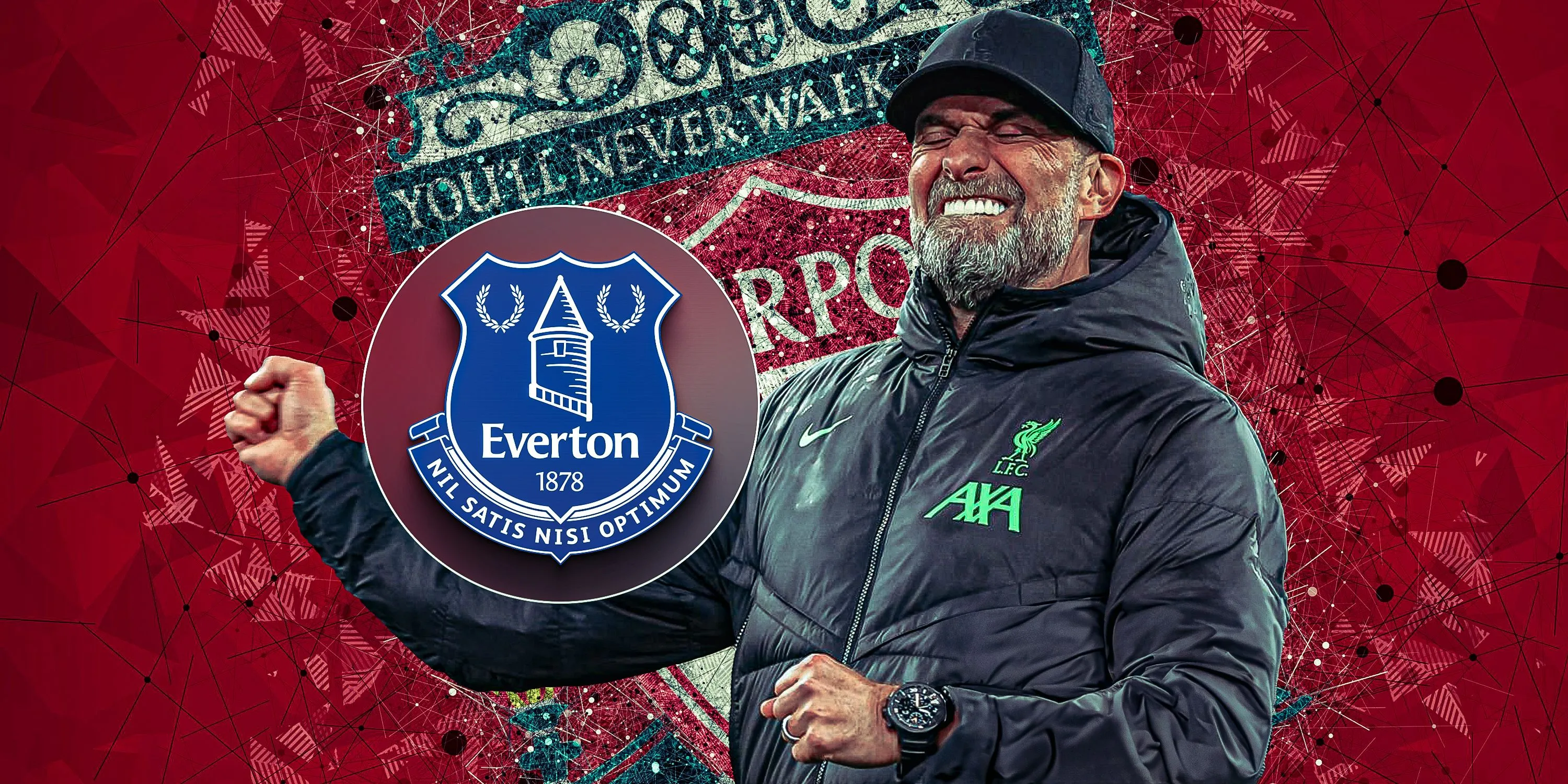 Jurgen Klopp ăn mừng hoặc phản ứng trong một trận đấu giữa Liverpool và Everton
