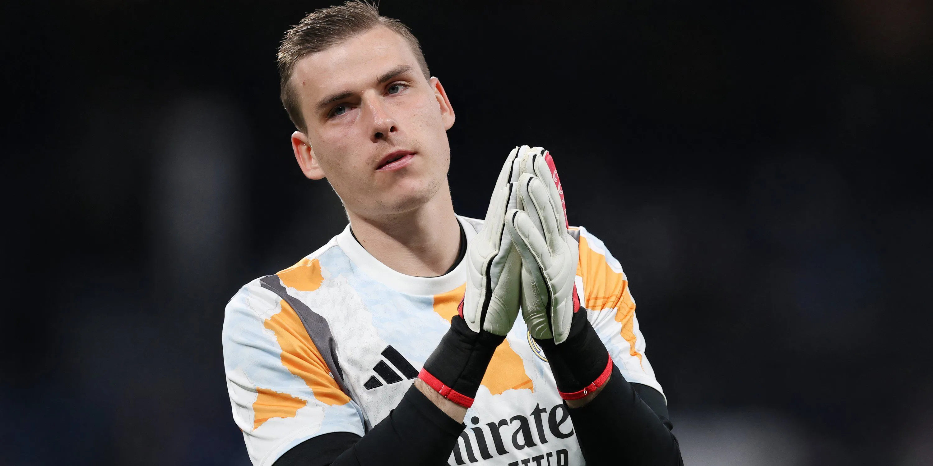 Thủ môn Andriy Lunin trong màu áo Real Madrid, mục tiêu chuyển nhượng bất thành của Newcastle United